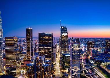 los angeles skyline at twilight