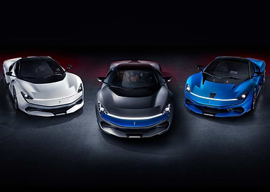 Pinifarina Three Battista Cars: White, Gray, Blue