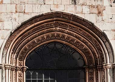 Ornate Stone Archway with Window