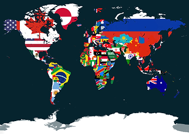 world map with country flags