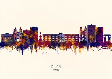 Dijon, France Skyline Watercolor Art