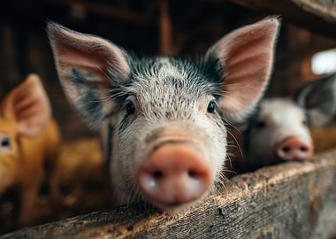Curious Pigs at the Farm