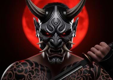 Demon Mask Warrior with Sword