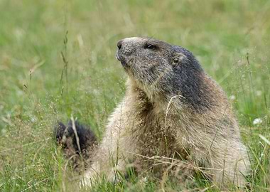 Marmot in Grassy Field