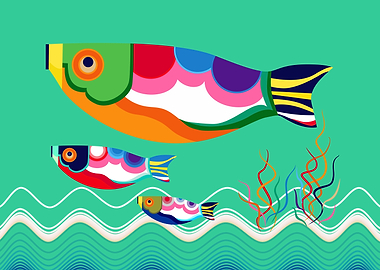 Colorful Koinobori Illustration