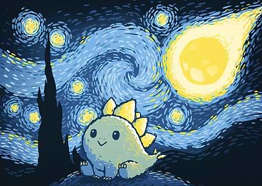 Dinosaur Starry Night Style