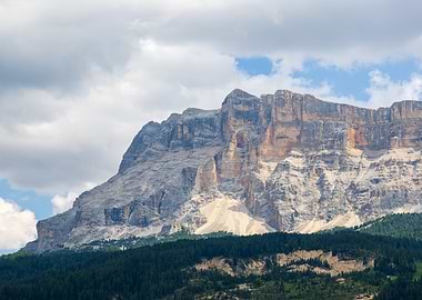 Mountain Landscape with Forest and Clouds