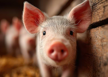 Close-up of a Cute Piglet