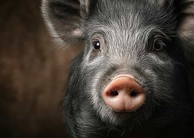 Close-up of a Black Pig