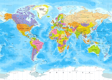 detailed world map with country borders