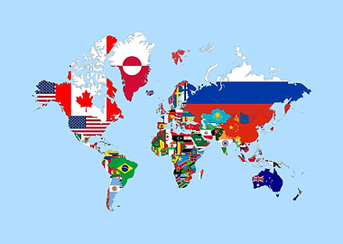 world map with country flags