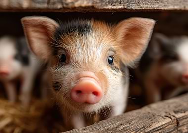 Curious Piglet Close-Up
