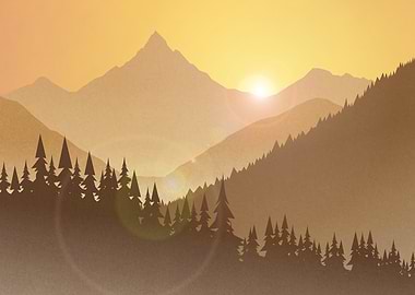 Mountain Landscape at Sunset