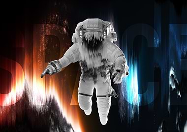 astronaut in space with abstract background