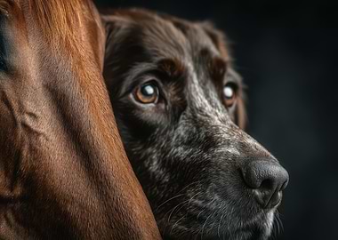 Dog and Horse Close-Up Portrait