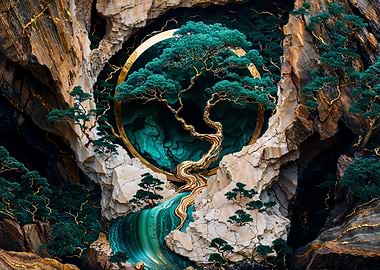 Mountain Tree Landscape Art