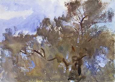 Watercolor Tree Landscape