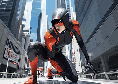 Superheroine in Urban Environment