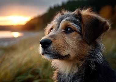 Dog Portrait at Sunset