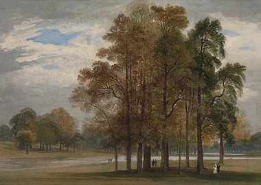 Landscape Painting with Trees and Figures