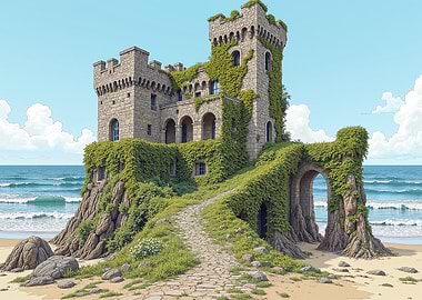 Coastal Castle Pixel Art