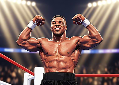 Mike Tyson Boxing Champion Illustration