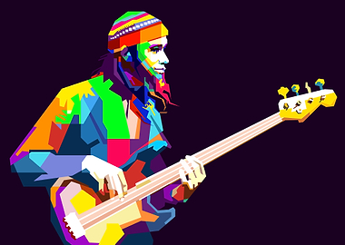 Jazz Bass Musician Pop Art Style