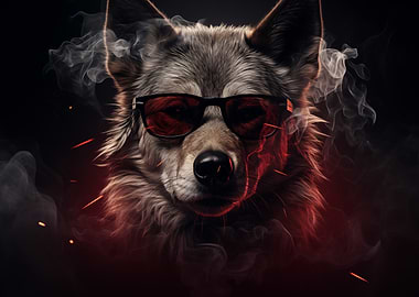 Cool Wolf with Sunglasses