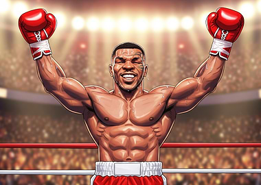 Mike Tyson Victory Celebration Cartoon