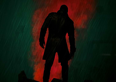 Reed overlooking rainy Dogtown