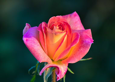 Pink and Orange Rose Close-Up