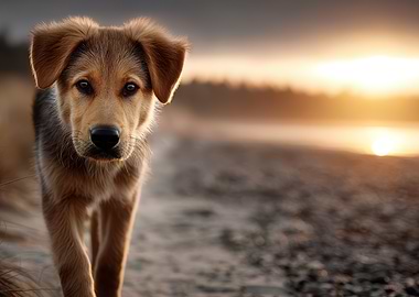 Puppy at Sunset