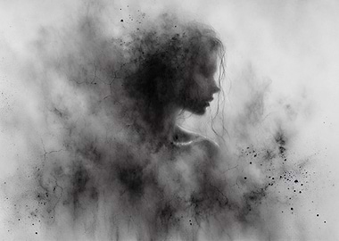 Portrait Drawing of a Fading Woma