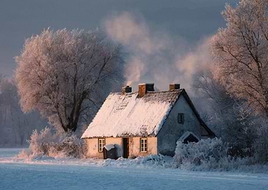 Winter Cottage Scene
