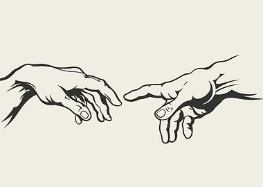Creation of Adam Hands Illustration