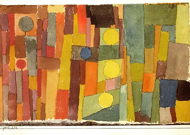 Abstract Color Blocks with Circles Paul Klee