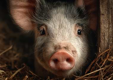 Close-up of a Piglet's Face