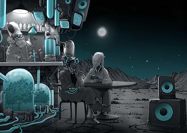 Sci-fi Moon Base Scene