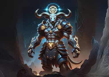 Minotaur Warrior with Zodiac Symbol