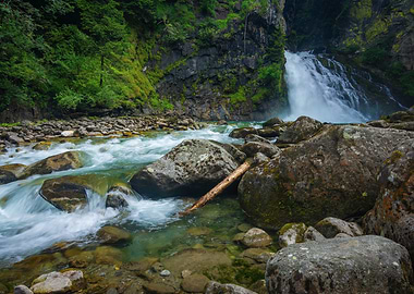 Waterfall and River Landscape
