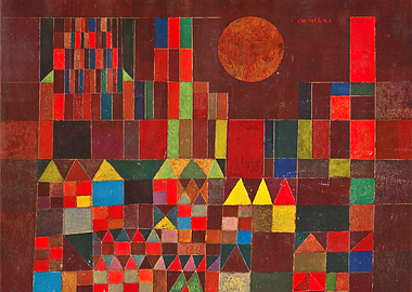 Abstract Cityscape with Sun and Buildings