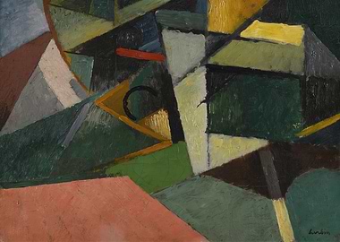 Abstract Geometric Painting with Earth Tones