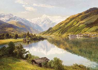 Mountain Lake Landscape Painting