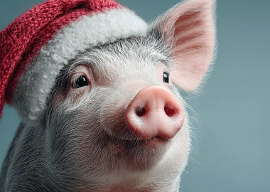 Pig in Santa Hat