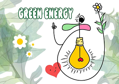Green Energy Cartoon Illustration