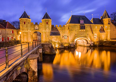 Koppelpoort Amersfoort Netherlands Illuminated at night.