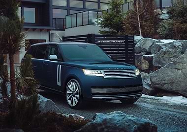Blue Range Rover in a driveway