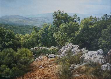 Lush Green Forest Landscape Painting