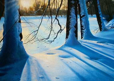 Winter Forest Landscape Painting