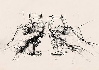 Wine Toast Abstract Sketch